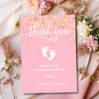 Pink Gold DANK YOU Baby Shower Girl | FOTO Dankeskarte