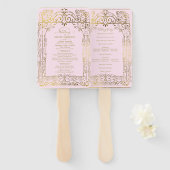 Pink Gold Deko Chic Glam Wedding Program Hand Fan Fächer (Vorne und Hinten)