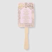 Pink Gold Deko Chic Glam Wedding Program Hand Fan Fächer (Vorderseite)