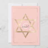 Pink Gold Diamond Confetti Glitzer Bat Mitzvah Einladung (Rückseite)