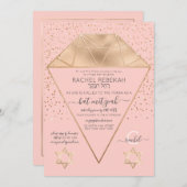 Pink Gold Diamond Confetti Glitzer Bat Mitzvah Einladung (Vorne/Hinten)