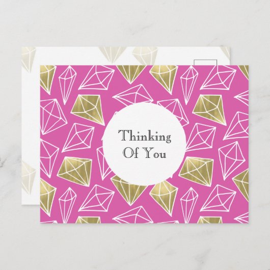 Pink Gold Diamonds Denken Sie an Sie Postkarte (Vorne/Hinten)