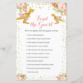 Pink Gold Dino Girl Wasserfarbe Finden Sie das Gas