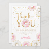 Pink Gold Donuts Geburtstag Danke Karte (Vorne/Hinten)