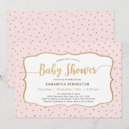 Pink Gold Dot Girl Babydusche Einladung
