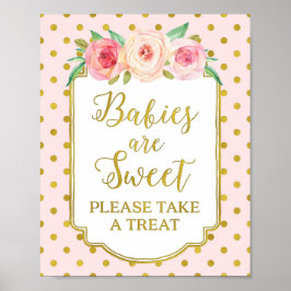 Pink Gold Dots Babies sind süße Favoriten Zeichen Poster