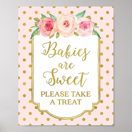 Pink Gold Dots Babies sind süße Favoriten Zeichen Poster (Vorne)