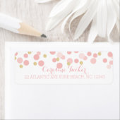 Pink Gold Dots Babydusche-Adressetikett (Insitu)