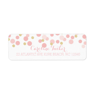 Pink Gold Dots Babydusche-Adressetikett