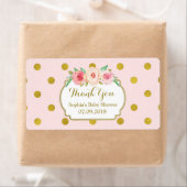 Pink Gold Dots Floral Baby Dusche Labels (Insitu)