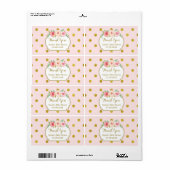 Pink Gold Dots Floral Baby Dusche Labels (Vorne)