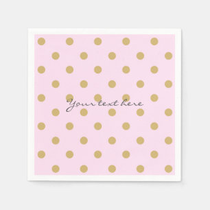 Pink & Gold Dots Royal Crown Princess Party Napkin Serviette
