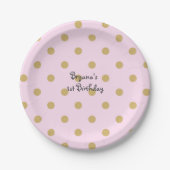 Pink & Gold Dots Royal Crown Princess Party Teller (Vorderseite)