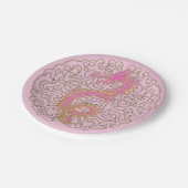 Pink Gold Drache auf dem traditionellen chinesisch Pappteller (Schrägansicht)