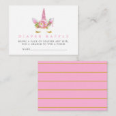 Pink & Gold Einhorn Girl Dusche Windeln Windelwind Begleitkarte (Vorne/Hinten)