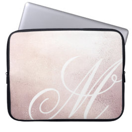 Pink Gold Elegance ⎥ Monogram Computer Sleeve
