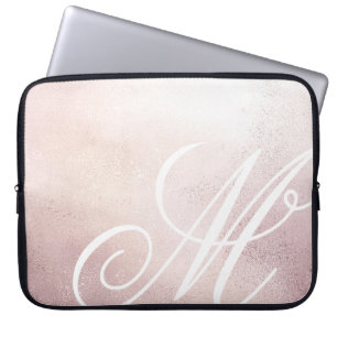Pink Gold Elegance ⎥ Monogram Computer Sleeve