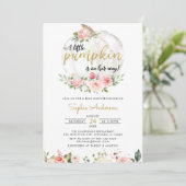 Pink Gold Elegant Kleine Kürbiskinderdusche Inv Einladung (Stehend Vorderseite)