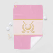 Pink & Gold Elegant Laurel Crest Design Golfhandtuch (Insitu)