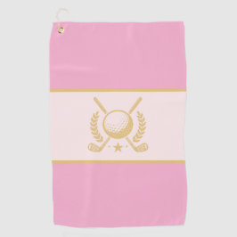 Pink & Gold Elegant Laurel Crest Design Golfhandtuch
