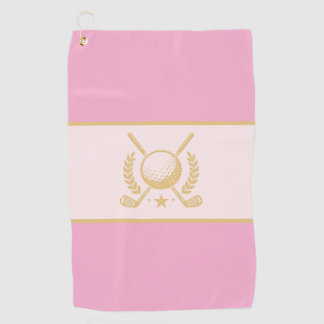 Pink & Gold Elegant Laurel Crest Design Golfhandtuch
