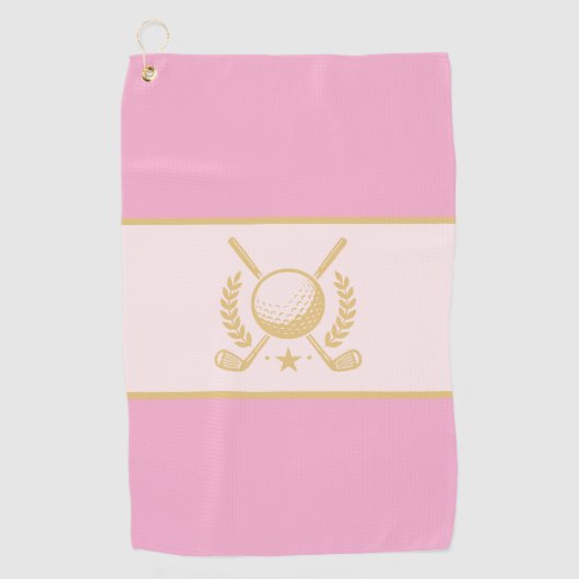 Pink & Gold Elegant Laurel Crest Design Golfhandtuch (Vorderseite)