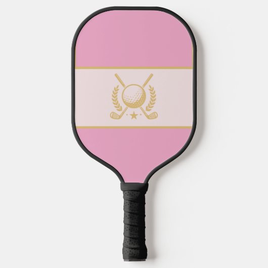 Pink & Gold Elegant Laurel Crest Design Pickleball Schläger (Vorderseite)