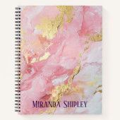 Pink & Gold Elegant Paint Purple Name Notizblock (Vorderseite)