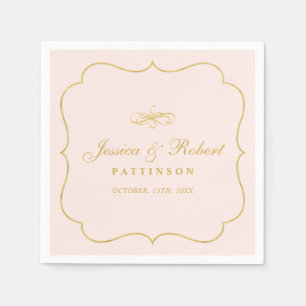 Pink & Gold   Elegante klassische Hochzeitsserviet Serviette
