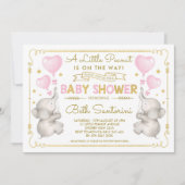 Pink Gold Elephant Baby Shower Jungle Einladung (Vorderseite)