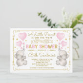 Pink Gold Elephant Baby Shower Jungle Einladung (Stehend Vorderseite)