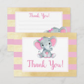 Pink Gold Elephant Danke Card Dusche Geburtstag (Vorne/Hinten)