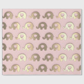 Pink Gold Elephants Baby Dusche Princess Girl Geschenkpapier (Flach)