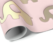 Pink Gold Elephants Baby Dusche Princess Girl Geschenkpapier (Rolleneckpunkt)
