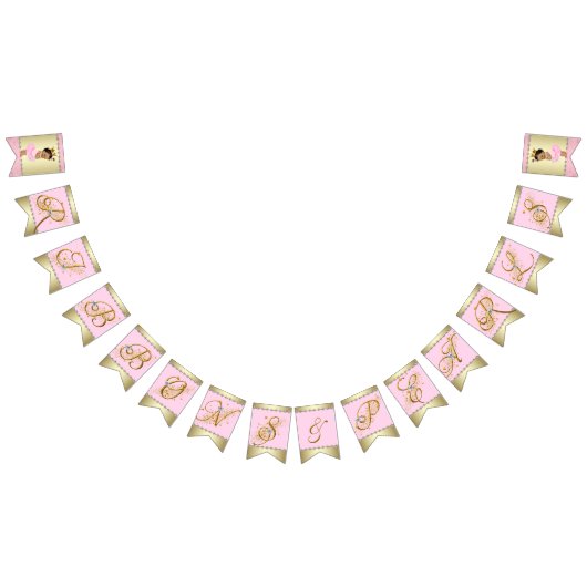 Pink Gold Ethnic Ballerina Baby Dusche Wimpelkette (Alle)