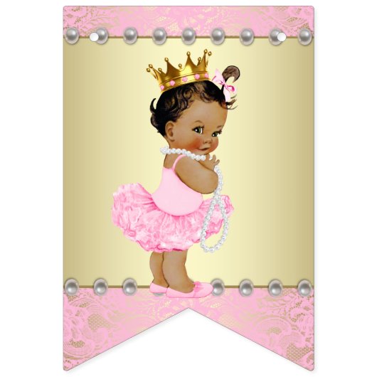 Pink Gold Ethnic Ballerina Baby Dusche Wimpelkette (Erste Fahne)