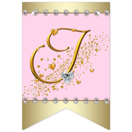 Pink Gold Ethnic Ballerina Tutu Pearls Baby Dusche Wimpelkette (Dritte Fahne)