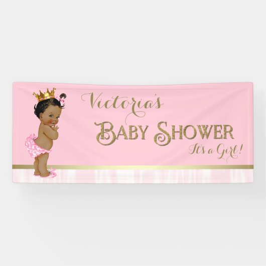 Pink Gold Ethnic Princess Baby Dusche Banner (Horizontal)