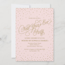 Pink & Gold Extravagant Stars Silvester Party Einladung
