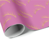 Pink Gold Eyelashes Birthday Geschenkpapier (Rolleneckpunkt)