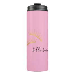 Pink Gold Eyelashes Hello Beautiful Thermosbecher