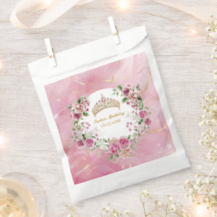 Pink Gold Fairytale Princess Crown Geburtstagspart Geschenktütchen