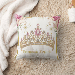Pink Gold Fairytale Princess Crown Geburtstagspart Kissen
