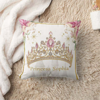 Pink Gold Fairytale Princess Crown Geburtstagspart Kissen