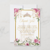 Pink Gold Fairytale Princess Crown Vielen Dank Dankeskarte (Vorderseite)