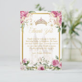 Pink Gold Fairytale Princess Crown Vielen Dank Dankeskarte (Stehend Vorderseite)