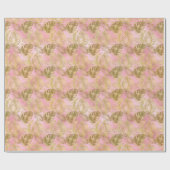 PINK GOLD FAN PALM BIRTHDAY WEDDAY WRAP GESCHENKPAPIER (Flach)
