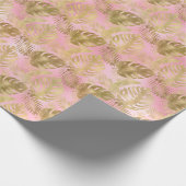 PINK GOLD FAN PALM BIRTHDAY WEDDAY WRAP GESCHENKPAPIER (Ecke)