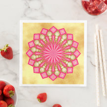 Pink Gold Fantasy Mandala auf weichem Goldhintergr