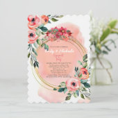 Pink Gold Fett florale Blogs Engagement Partei Einladung (Stehend Vorderseite)